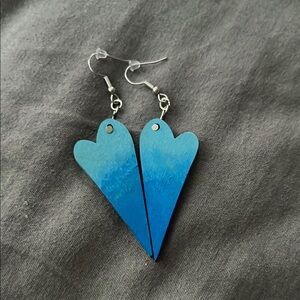 Blue Heart-Shaped Hand Made Earrings